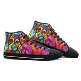 High-Top Canvas Shoes Colorful Dog Abstract Shapes