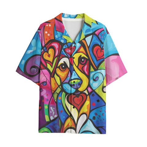 Hawaiian Shirt Colorful Dog Abstract Shapes