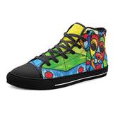 High-Top Canvas Shoes Colorful Dog Abstract Shapes