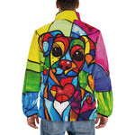 Down-Padded Puffer Jacket Colorful Dog Abstract Shapes