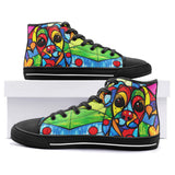 High-Top Canvas Shoes Colorful Dog Abstract Shapes