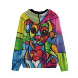 Men's Zip Up Hoodie Colorful Dog Abstract Shapes