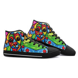 High-Top Canvas Shoes Colorful Dog Abstract Shapes