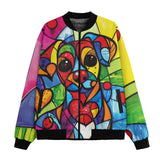 Bomber Jacket Colorful Dog Abstract Shapes