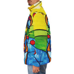 Down-Padded Puffer Jacket Colorful Dog Abstract Shapes