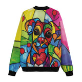 Bomber Jacket Colorful Dog Abstract Shapes