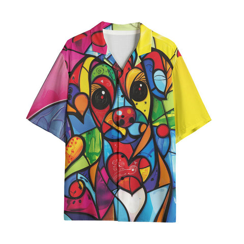 Hawaiian Shirt Colorful Dog Abstract Shapes