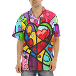 Hawaiian Shirt Vibrant Colorful Painting of Hearts