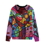 Men's Zip Up Hoodie Vibrant Colorful Painting of Hearts