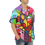Hawaiian Shirt Vibrant Colorful Painting of Hearts