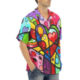 Hawaiian Shirt Vibrant Colorful Painting of Hearts