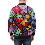 Bomber Jacket Vibrant Colorful Painting of Hearts