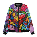 Bomber Jacket Vibrant Colorful Painting of Hearts