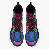 Casual Leather Chunky Boots Vibrant Colorful Painting of Hearts