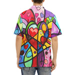 Hawaiian Shirt Vibrant Colorful Painting of Hearts