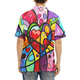 Hawaiian Shirt Vibrant Colorful Painting of Hearts