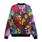 Bomber Jacket Vibrant Colorful Painting of Hearts