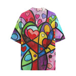 Hawaiian Shirt Vibrant Colorful Painting of Hearts