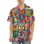 Hawaiian Shirt Vibrant Colorful Painting of Hearts