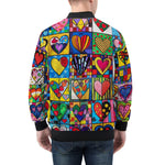 Bomber Jacket Vibrant Colorful Painting of Hearts