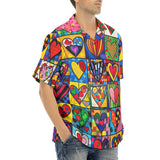 Hawaiian Shirt Vibrant Colorful Painting of Hearts