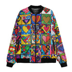 Bomber Jacket Vibrant Colorful Painting of Hearts