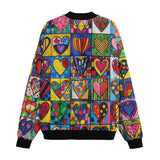 Bomber Jacket Vibrant Colorful Painting of Hearts