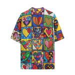 Hawaiian Shirt Vibrant Colorful Painting of Hearts