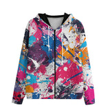 Men's Zip Up Hoodie Colorful Paint Splashes