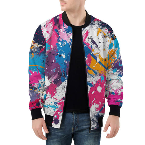 Bomber Jacket Colorful Paint Splashes