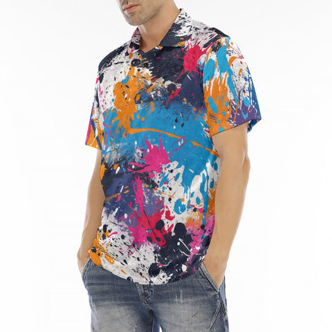 Men's Polo Shirt Colorful Paint Splashes