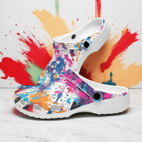 Classic Clogs Colorful Paint Splashes