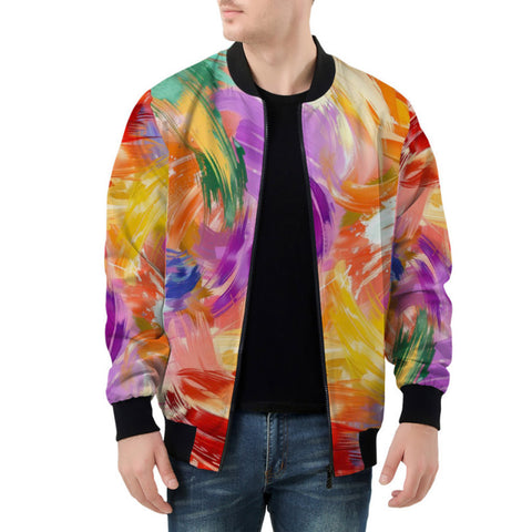 Bomber Jacket Colorful Paint Splashes
