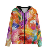 Men's Zip Up Hoodie Colorful Paint Splashes