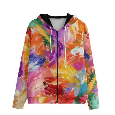 Men's Zip Up Hoodie Colorful Paint Splashes