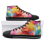 High-Top Canvas Shoes Colorful Paint Splashes