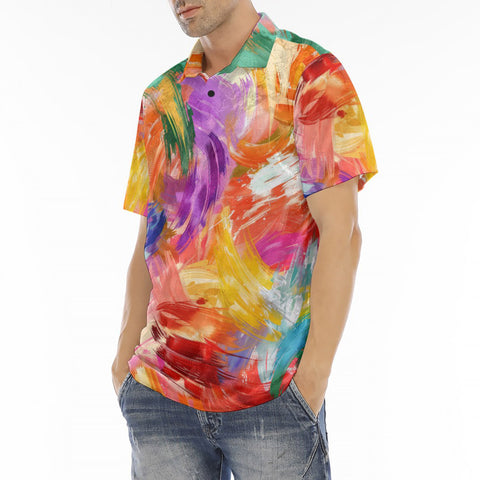 Men's Polo Shirt Colorful Paint Splashes