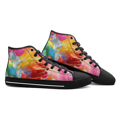 High-Top Canvas Shoes Colorful Paint Splashes