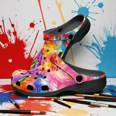 Classic Clogs Colorful Paint Splashes