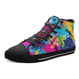 High-Top Canvas Shoes Colorful Paint Splashes