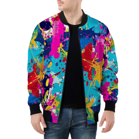 Bomber Jacket Colorful Paint Splashes