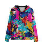 Men's Zip Up Hoodie Colorful Paint Splashes