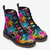 Leather Boots Colorful Paint Splashes