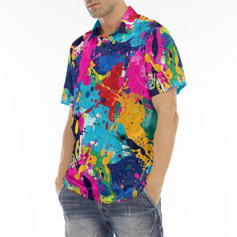 Men's Polo Shirt Colorful Paint Splashes