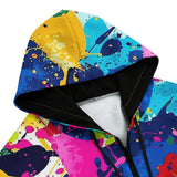 Men's Zip Up Hoodie Colorful Paint Splashes