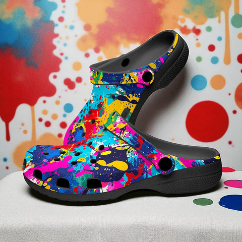 Classic Clogs Colorful Paint Splashes