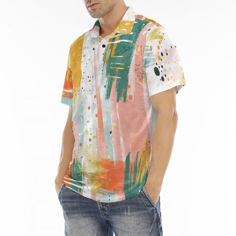 Men's Polo Shirt Colorful Paint Splashes