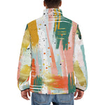 Down-Padded Puffer Jacket Colorful Paint Splashes