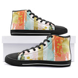 High-Top Canvas Shoes Colorful Paint Splashes