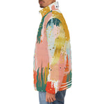 Down-Padded Puffer Jacket Colorful Paint Splashes